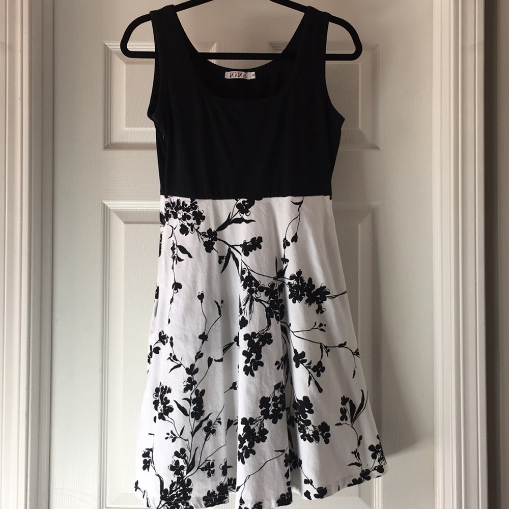 White and black dress